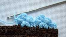 Edging with puff stitch flowers