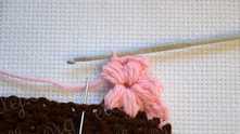 Finish this flower, skip 1 dc on the base, work 3 dc in next 3 dc.
