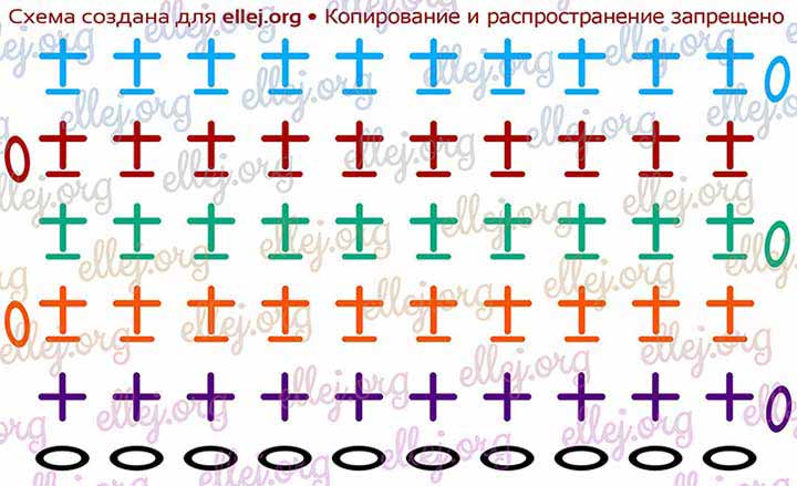 Схема вязании резинки крючком
