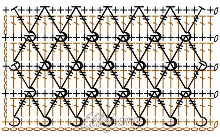 Схема дана для вязания одним цветом поворотными рядами