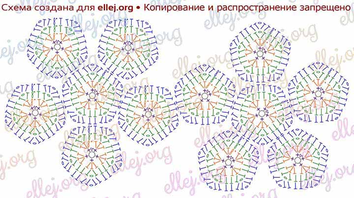 Схема расположения мотивов двумя цветочками