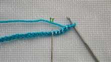 Row 1. Treble crochet (tr) in the 5th chain (ch) from hook.
