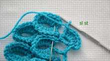 To the scales held tighter, you can work slip stitch instead central dc. Insert hook as the needle.