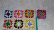 Leave unfinished one side in the third motif too. Take the 4-th motif, edging and join to the third motif of the second row.