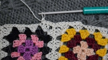 I edging with different colors for each row (look to crochet chart 2). This rows is alternation of (1 sc, ch 1) across.