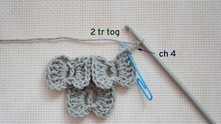 Work ch 4. Make frames for the next row. 2 tr together.