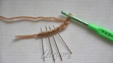 Work chain (ch) 7. Double crochet 4 together (dc4tog) in first 4 ch: