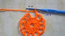 Join with slip stitch (sl st) in 3rd beg chain.
