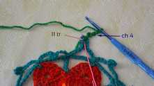Work ch 4. 11 tr at the same picot.