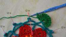 12 tr all in each picot till the end of the round.