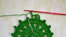 Work ch 3. 1 sc in picot.