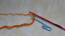 Chain a multiple of 8. For sample work x * 8 chain (ch) + ch 1 + ch 3 + ch 3. 32 +1 +3 +3 = ch 39. Row 1. Double crochet (dc) in 3rd ch from hook.