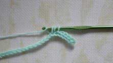 Half double crochet - yarn over (yo), insert hook in chain, yarn over and draw yarn through all loops on hook.