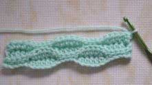 Made 2 pairs of rows. Hdc change places with sl.st. and work 2 more rows.
