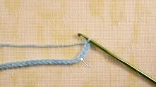 Chain a multiple of 12. Work n*12 + 5 chain (ch). Row 1. 3 treble crochet (tr) in the 5-th ch.