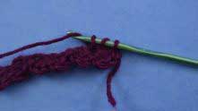 Half double crochet (hdc) - did yarn over (yo), insert hook in chain, yarn over and draw yarn through all loops on hook.