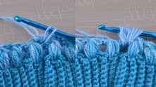 Work puff stitches between puff stitches of the previous row. First puff stitch do the same, as did the first in the previous row.
