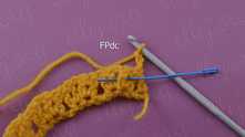 Skip 1 dc. Front Post double crochet (FPdc) in the body of next dc around.