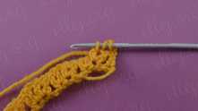 Now work loops in pairs. Yarn over, and pull through first 2 loops on the hook.