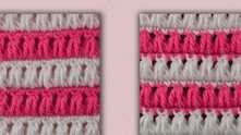 Variant 1 (left). New color in row with sc. Variant 2 (right). New color in row with triads.