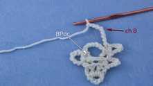 Work ch 8 (for fine yarn ch 9). BPdc in next dc around.