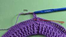 Front Post treble crochet (FPtr) in the last dc of the previous row around.