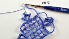 Work ch 9. Sc in middle sc between ch-3 picots, ch 3, sc in ch-3 picot. Repeat from * for all motif's sides to the end of round.