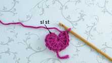 Join round with slip stitch (sl st) in 3rd beginning chain.