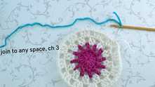 Join the blue thread to any space. Ch 3.