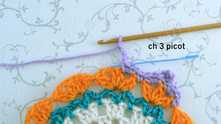 Work ch-3 picot in the same way as on the previous fan.