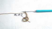1 dc in same ch, ch 2.