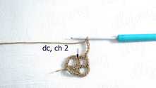 1 dc in same ch, ch 2.