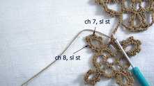 Place yarn under the work. Repeat Row 3 of the first motif.