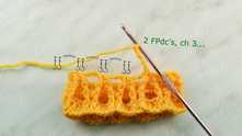 As in the previous row: 2 FPdc, ch 3 across the row.