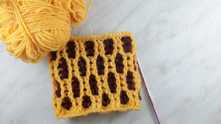 Edging ready sample with yellow sc for both rows (yellow and purple). Better yet, with two threads.