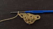 Turn the work to the wrong side. Work the row with puff stitches.