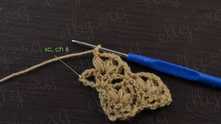 1 sc in 4-th beginning ch at the end of the row. Work ch 6 for the next row. Turn.