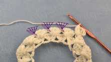 * 4 dc, 1 puff stitch. Repeat from * to the end of the row.