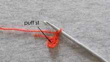 Puff stitch in the ring: (Yarn over, pull the loop) 3 times.