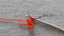 Yarn over, and pull through last 2 loops on the hook. Work ch 1.