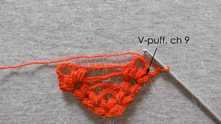 V-puff st in the first V-puff st, ch 9.