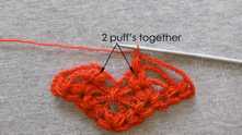 2 puff st together.