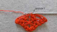 Yarn over, and pull through all loops on the hook. Then work ch 1.