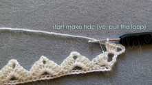 Yarn over and pull a long loop from first dc (make first long half double crochet (hdc)).