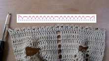 Row 11. This row is consists of arches. We need to adjust the number of arches to the number of arches on the lace tape. And this is 17 whole arches and 2 halves.