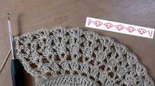 Row 16. Make same shells in centers of shells of previous row across the row.