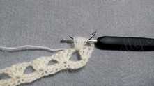 Work puff stitches in two steps. First, Yarn over (YO) and pull yarn through all loops on the hook, except one.