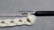 2 puff stitch together in the same and next spaces.