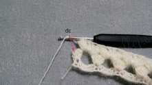 Make only first YO (remain 2 loops on the hook), dc in 3rd beginning ch, YO and pull through all loops on the hook.