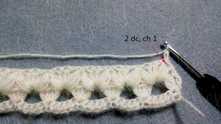 Row 4. Repeat Row 2. 2 dc in the top of puff stitch, ch 1.